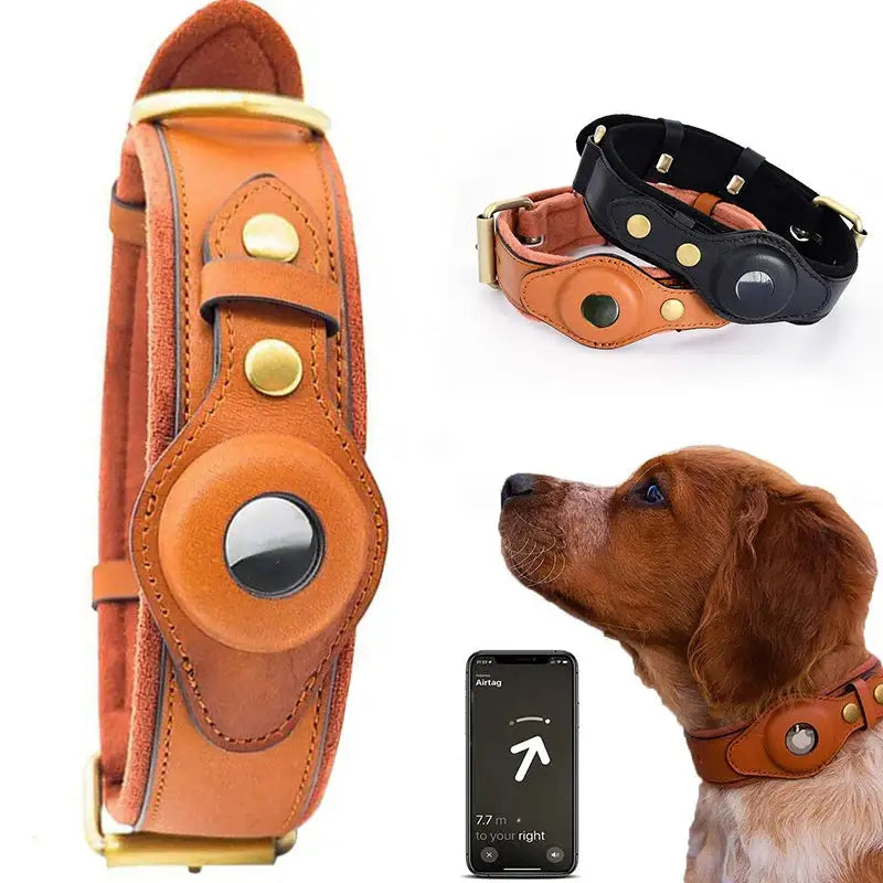 Airtag Dog Collar- 100% Premium Leather